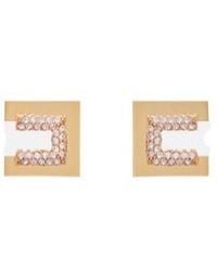 Elisabetta Franchi - Earrings With Logo And Rhinestones - Lyst