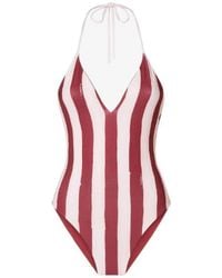 Fendi - Striped Halterneck One-Piece Swimsuit - Lyst