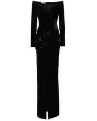 Alessandra Rich - Bow-Decorated Off-The-Shoulder Velvet Dress - Lyst