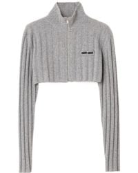 Miu Miu - Wool-Cashmere Cropped Cardigan - Lyst