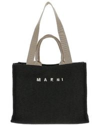 Marni - Logo Embroidered Top Handle Bag - Lyst