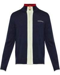 CASABLANCA - Logo-Embroidered Zip-Up Cardigan - Lyst