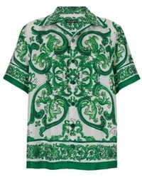 Dolce & Gabbana - Majolica-Printed Short Sleeved Shirt - Lyst