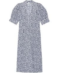 Ganni - Printed Poplin Midi Dress - Lyst