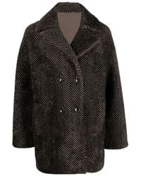 Manzoni 24 - Herringbone-Pattern Sheepskin Coat - Lyst