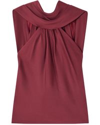 Jonathan Simkhai - Scarlett Cape-Effect Draped Satin Top - Lyst