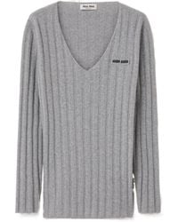 Miu Miu - V-Neck Knitted Jumper - Lyst