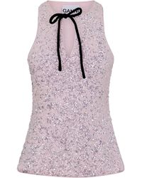Ganni - Sequined Halter Top - Lyst