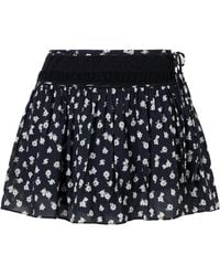 Posse - Danielle Floral-Print Lace-Trimmed Cotton-Voile Mini Skirt - Lyst