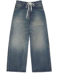 MM6 by Maison Margiela - Drawstring Wide-Leg Jeans - Lyst