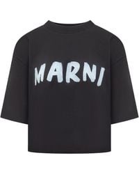 Marni - Logo Printed Crewneck Cropped T-Shirt - Lyst