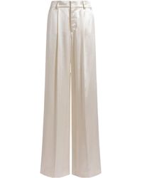 Alberta Ferretti - High-Waist Satin Wide-Leg Pants - Lyst