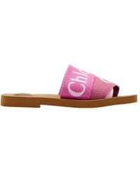 Chloé - Chloé Woody Logo Band Slide Sandals - Lyst