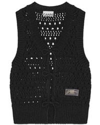 Ganni - Crochet Tie String Vest - Lyst