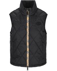 Burberry - Check-Trim Quilted Padded Vest - Lyst