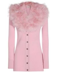 Blumarine - Faux Fur Trim Longline Cardigan - Lyst