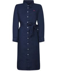Polo Ralph Lauren - Pony Embroidered Tied-Waist Midi Shirt Dress - Lyst