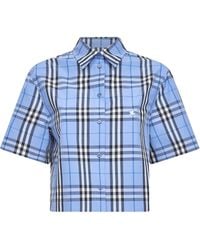 Burberry - Checked Cropped Short Sleeved Shirt - Lyst
