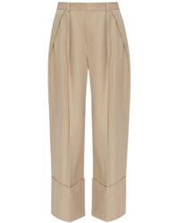 Victoria Beckham - Wide Leg Turn-Up Trousers - Lyst