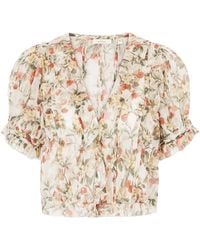 Doen - Ruffled Floral-Print Silk-Georgette Blouse - Lyst