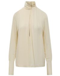 Tom Ford - Long Sleeved Satin Blouse - Lyst