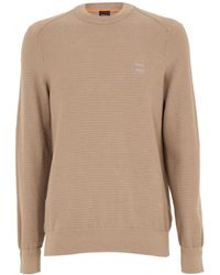 BOSS - Boss Cotton-Cashmere Long Sleeve Crew Neck Jumper (Anion) - Lyst