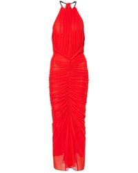 Mugler - Pleated Neckline Midi Dress - Lyst