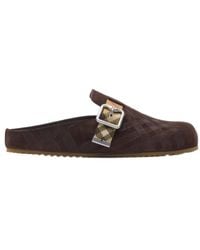 Burberry - Check Suede Urchin Clogs - Lyst