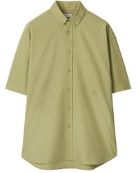 Burberry - Logo-Embroidered Short Sleeved Poplin Shirt - Lyst