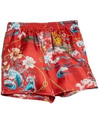 Gucci - Printed Silk Twill Shorts - Lyst