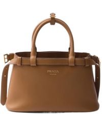 Prada - Buckle Small Leather Handbag With Double Belt - Lyst