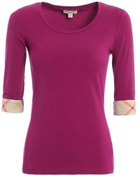 Burberry - Round Collar, Mid-Long Sleeve T-Shirt - Lyst