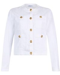 Liu Jo - Buttoned Crewneck Denim Jacket - Lyst