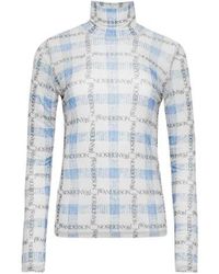 JW Anderson - Jw Anderson Logo Grid Check Printed Sheer Long Sleeved Top - Lyst