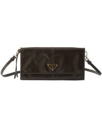 Prada - Leather Wallet With Shoulder Strap - Lyst