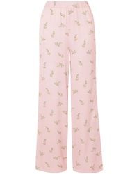 Sleeper - Blossom Floral-Print Satin Pants - Lyst