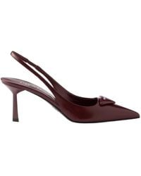 Prada - Logo Slingback Heeled Pumps - Lyst