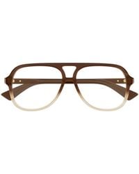 Bottega Veneta - Eyewear Aviator Frame Glasses - Lyst