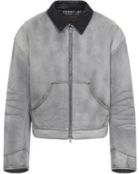Acne Studios - Zip Leather-Collar Denim Jacket - Lyst