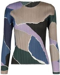 Pleats Please Issey Miyake - Long-Sleeve Pleated Top - Lyst