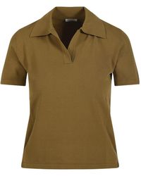 Roberto Collina - Open Collar Polo Top - Lyst