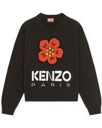 KENZO - Logo Intarsia Crewneck Jumper - Lyst