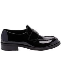 Prada - Triangle-Logo Slip-On Loafers - Lyst