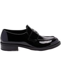 Prada - Triangle-Logo Slip-On Loafers - Lyst