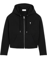 Ami Paris - Ami De Coeur Zip-Up Drawstring Hoodie - Lyst