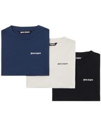 Palm Angels - Classic Logo Detailed Tripack T-Shirts - Lyst
