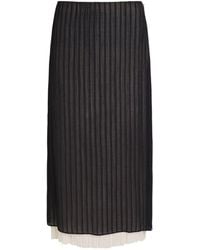 Vince - Layered Striped Plissé Midi Skirt - Lyst