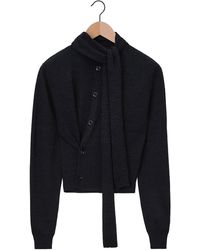 Lemaire - Scarf Detailed Buttoned Knitted Cardigan - Lyst