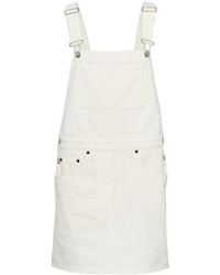 Prada - Triangle-Logo Denim Overall Mini-Dress - Lyst