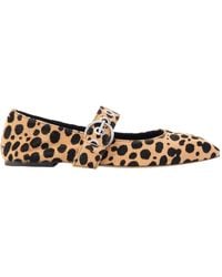 Aeyde - Leopard-Print Pony Hair Mary Jane Ballet Flats - Lyst